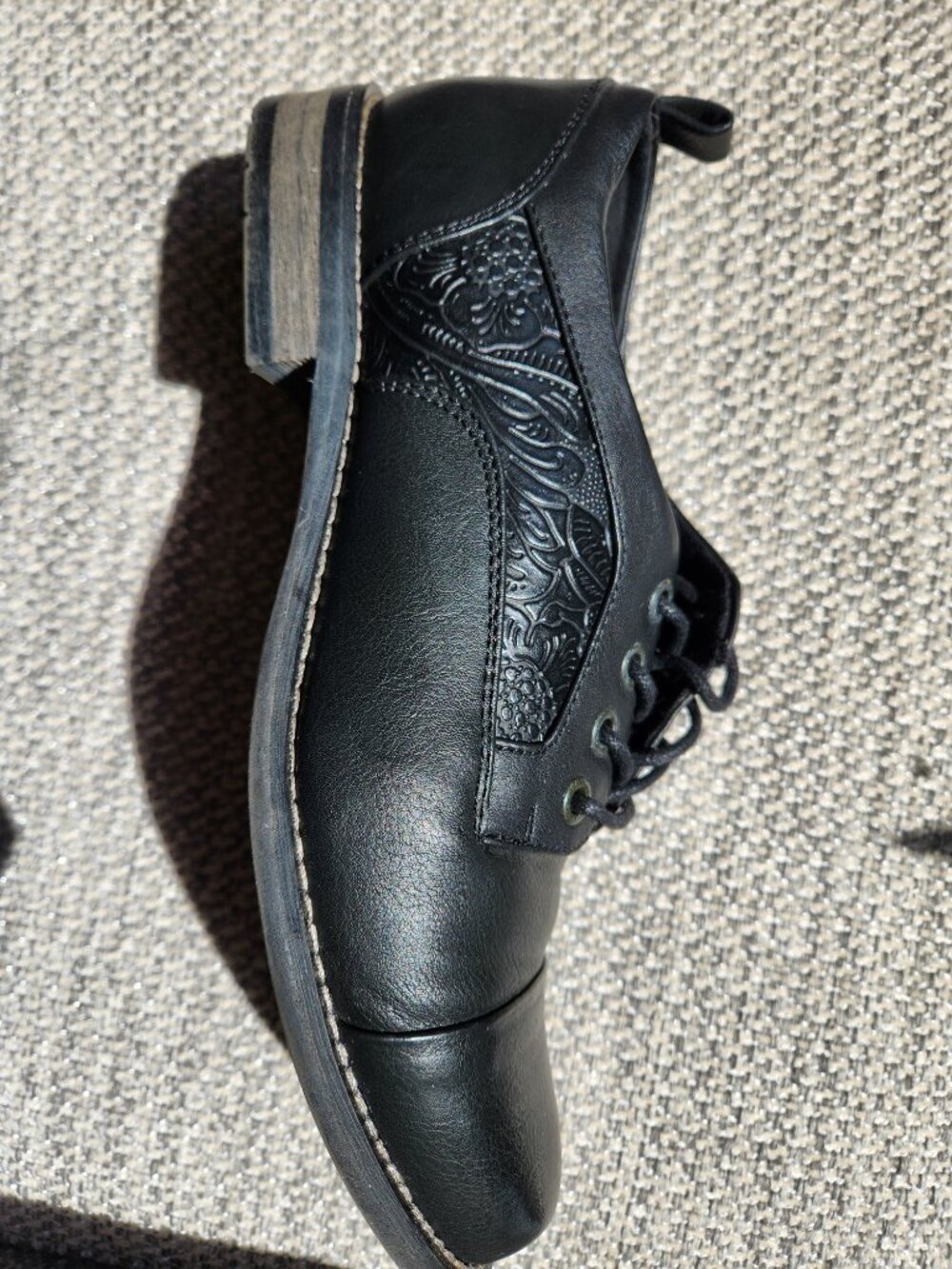 Black Leather Oxford Loafers Size 39 GUC